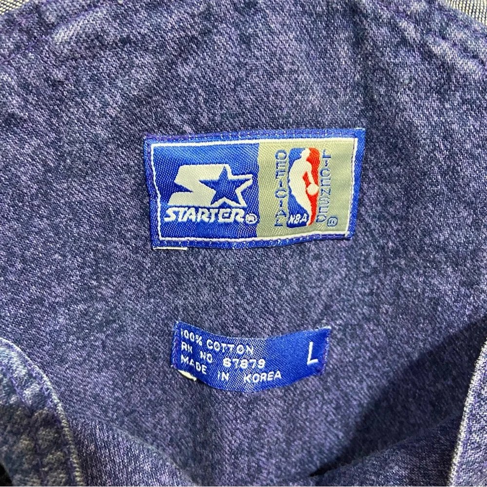 Rare Vintage Starter Los Angeles Lakers Purple Stonewashed Denim Overalls/Jumper - Picture 4 of 9